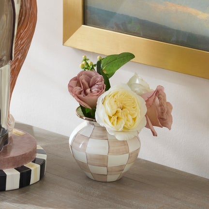 Mocha Check Vase