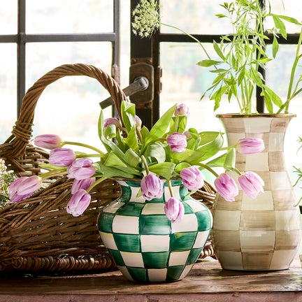 Emerald Check Large Vase