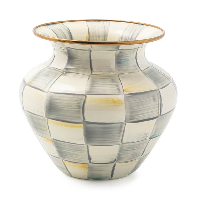 Sterling Check Enamel Large Vase image number 0