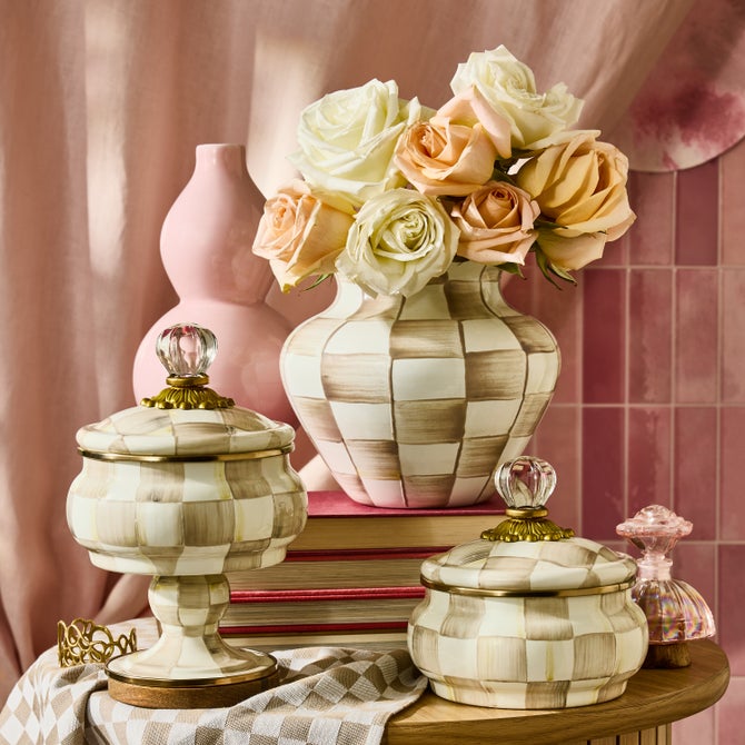 Mocha Check Large Vase image number 1