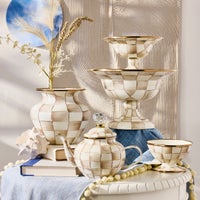 Mocha Check Large Vase