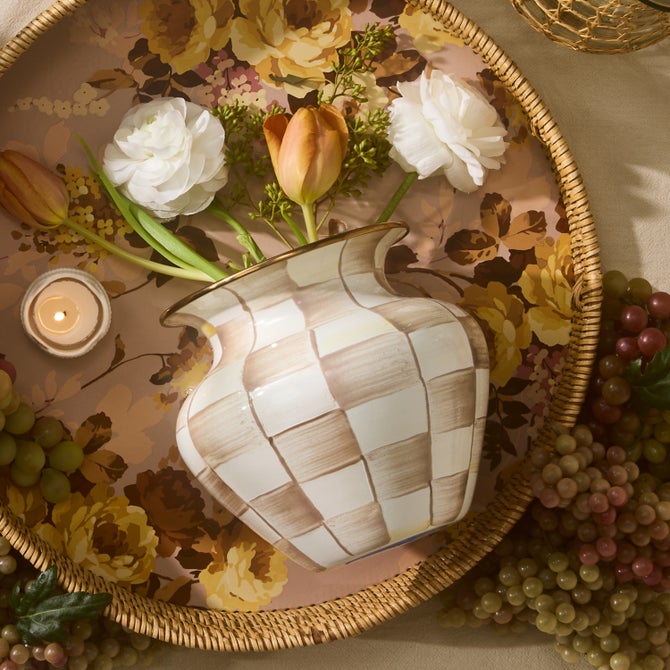 Mocha Check Large Vase image number 4