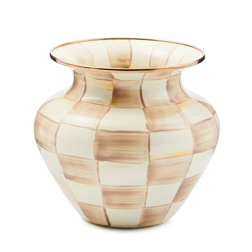 Check Enamel Large Vase - Mocha Check mackenzie-childs Panama imagen 1