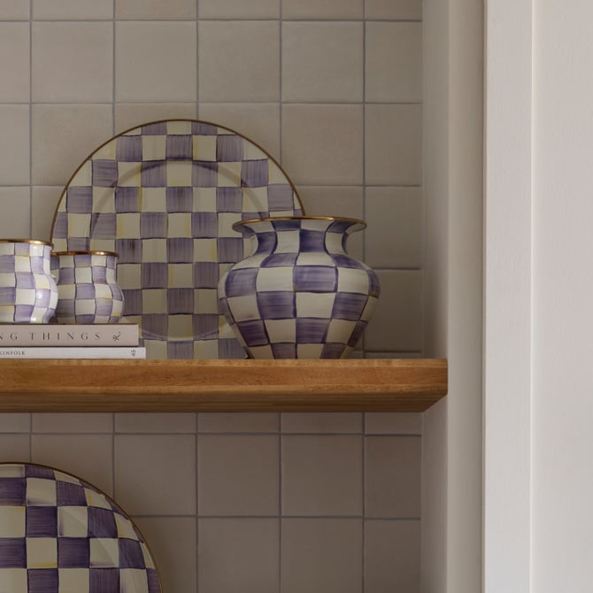 Violet Check Large Vase image number 1