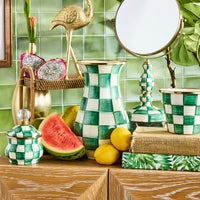 Emerald Check Tall Vase