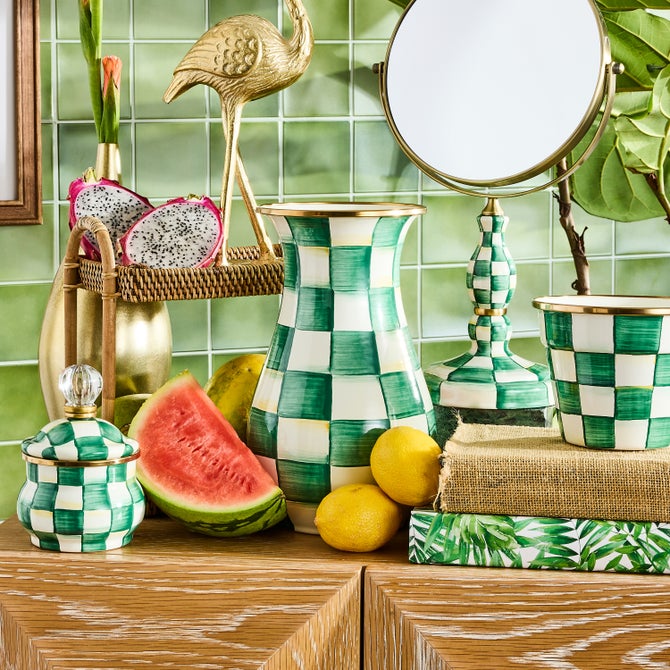 Emerald Check Tall Vase image number 2