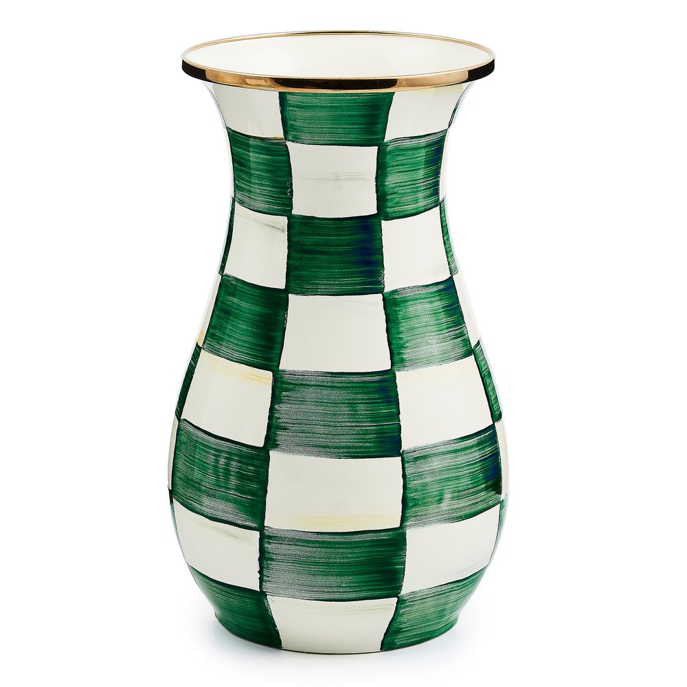 Enamel Tall Vase - Emerald Check mackenzie-childs Panama imagen 1