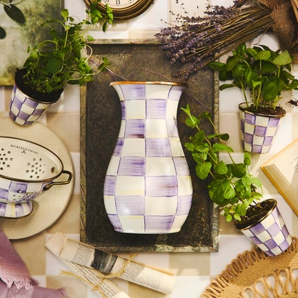 Violet Check Tall Vase