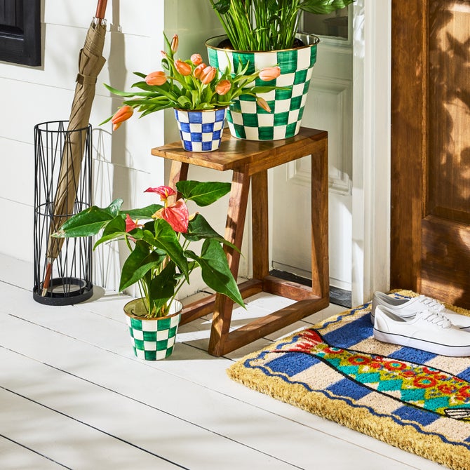 Emerald Check Small Garden Pot image number 1