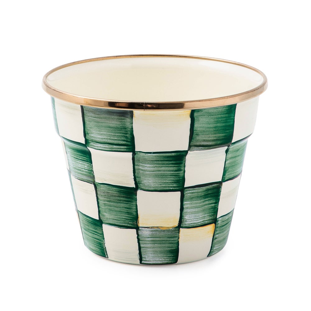 Enamel Check Small Garden Pot - Emerald Check mackenzie-childs Panama imagen 1