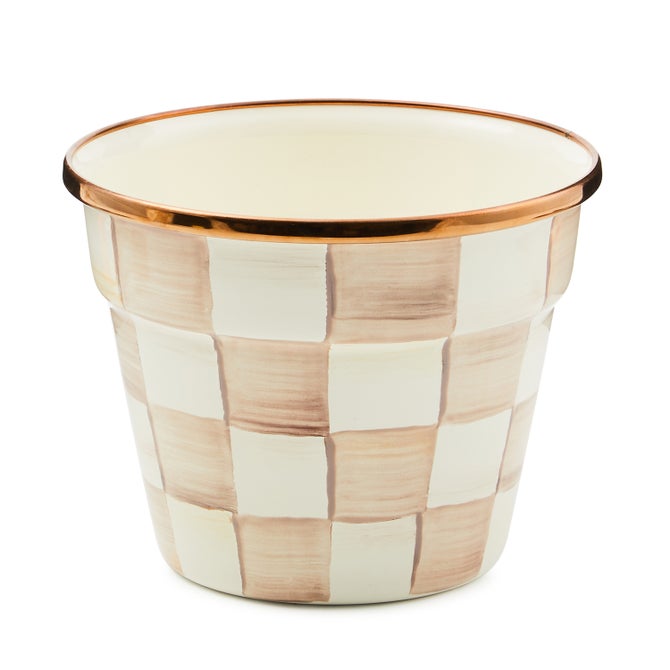 Mocha Check Small Garden Pot image number 0