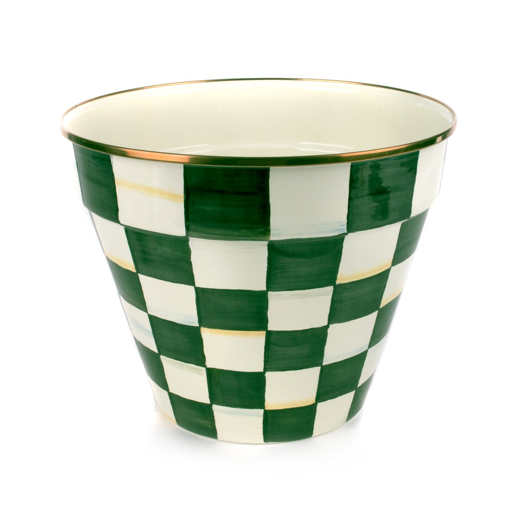 Enamel Check Extra Large Garden Pot - Emerald Check mackenzie-childs Panama imagen 1