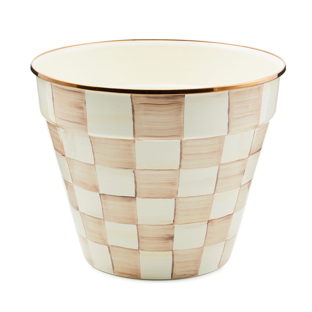 Enamel Check Extra Large Garden Pot - Mocha Check mackenzie-childs Panama imagen 1
