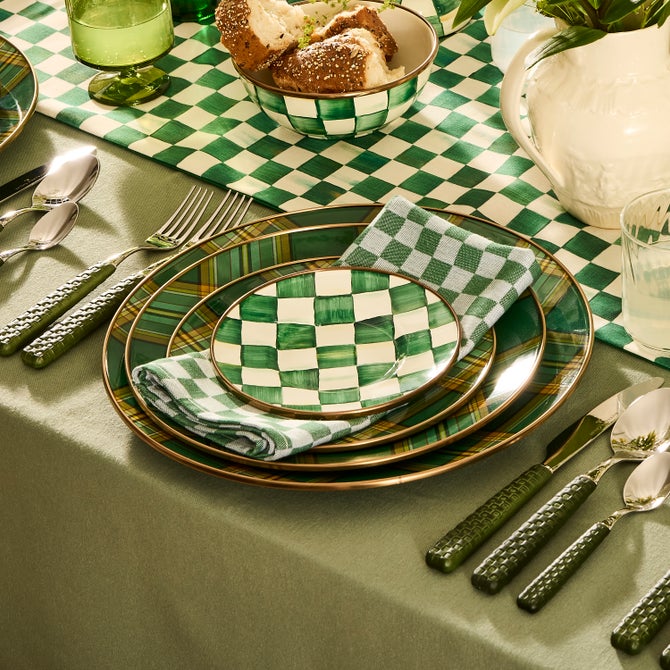 Emerald Check Appetizer Plates, Set of 4 image number 3