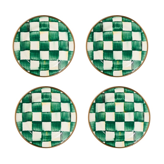 Emerald Check Appetizer Plates, Set of 4 image number 2