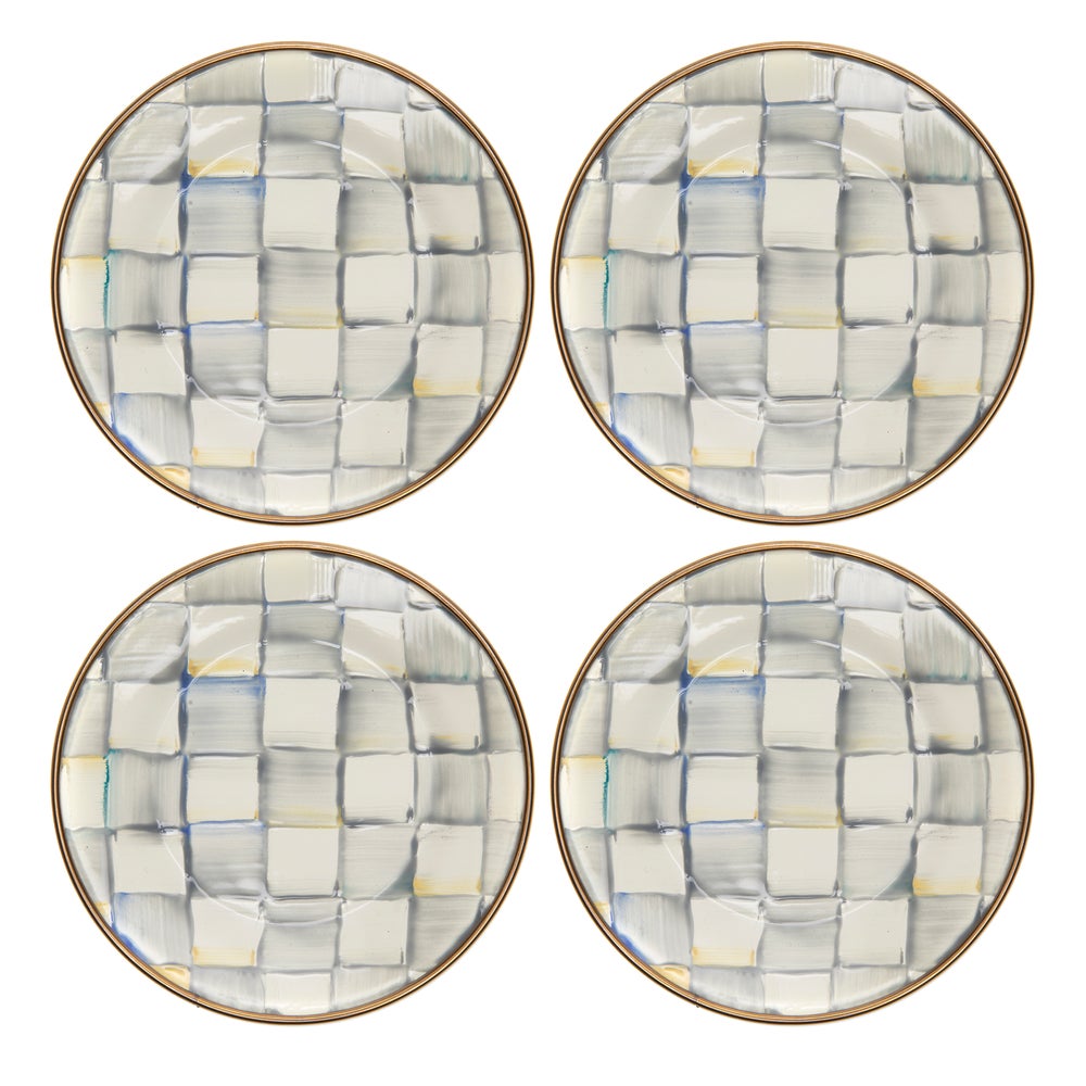 Courtly Check Appetizer Plates, Set of 4 - Sterling Check mackenzie-childs Panama imagen 1