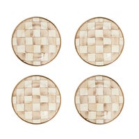 Mocha Check Appetizer Plates, Set of 4