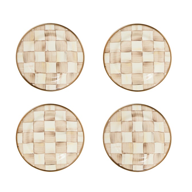 Mocha Check Appetizer Plates, Set of 4 image number 2