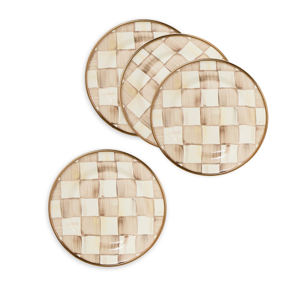Courtly Check Appetizer Plates, Set of 4 - Mocha Check mackenzie-childs Panama imagen 1
