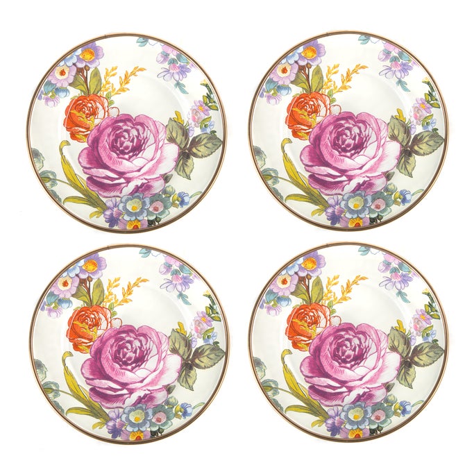 White Flower Market Appetizer Plates, Set of 4 image number 0