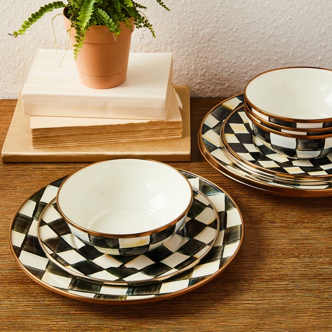 Courtly Check Dinnerware 12pc Complete Set image number 1