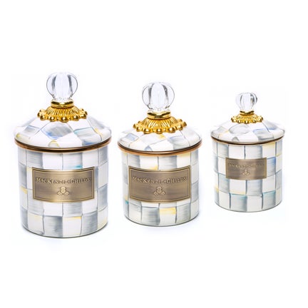 Sterling Check Little Canisters, Set of 3