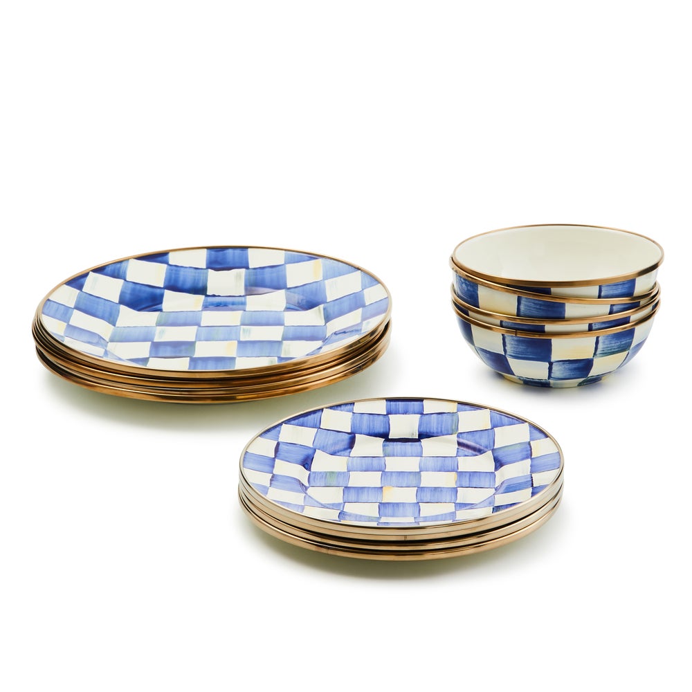 12pc Enamel Dinnerware Set - Royal Check mackenzie-childs Panama imagen 1
