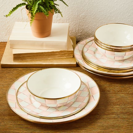 Rosy Check Dinnerware 12pc Complete Set