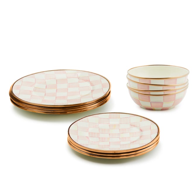 Rosy Check Dinnerware 12pc Complete Set image number 0