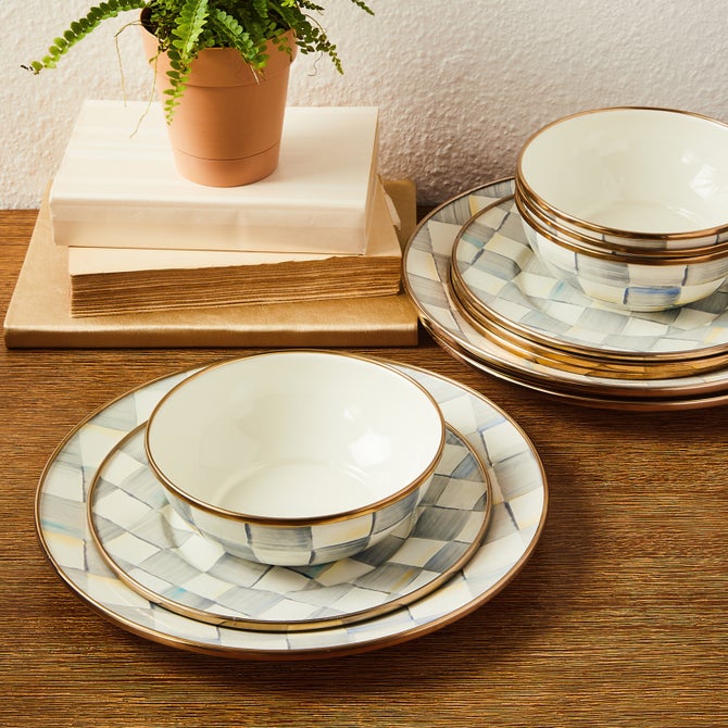 Sterling Check Dinnerware 12pc Complete Set image number 1