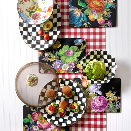Check Enamel Oval Platter