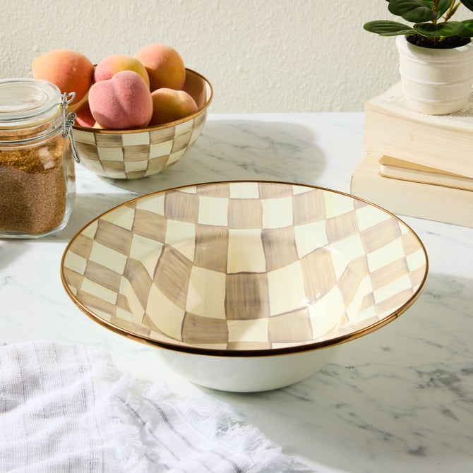Check Enamel Serving Bowl image number 0