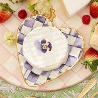Check Fluted Ceramic Heart Plate
