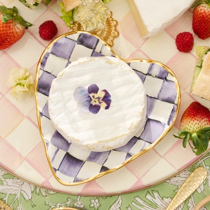 Check Fluted Ceramic Heart Plate