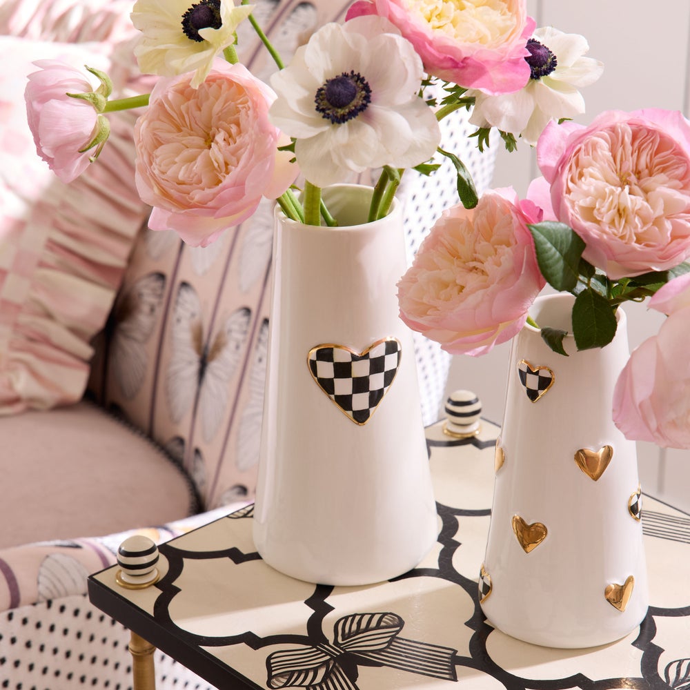 Check Heart Vase mackenzie-childs Panama imagen 1 Check Heart Vase mackenzie-childs Panama imagen 1