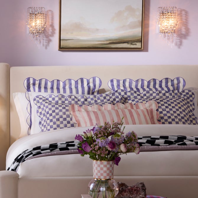 Check Reversible Scalloped Lumbar Throw Pillow image number 0