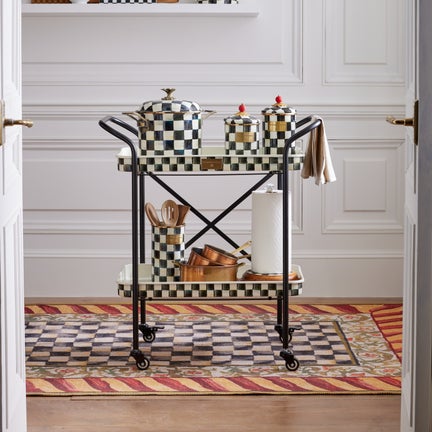 Courtly Check Red & Gold Washable Rug