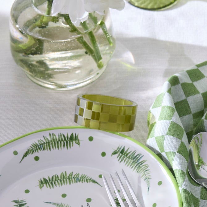 Crystal Check Etched Napkin Rings, Set of 4 image number 0