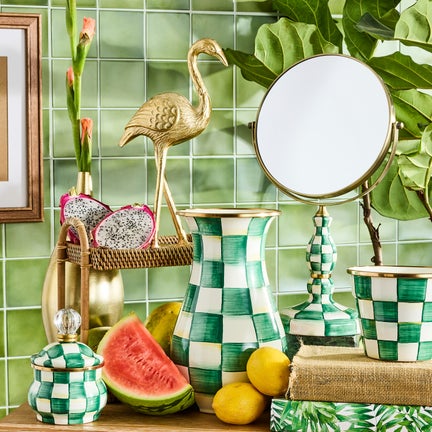 Emerald Check Enamel Bath Collection