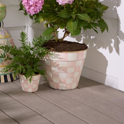 Enamel Check Extra Large Garden Pot