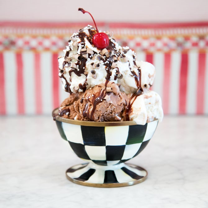Enamel Check Ice Cream Dish image number 0