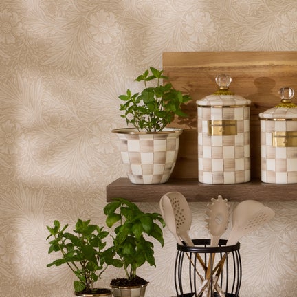 Enamel Check Large Flower Pot