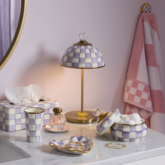 Enamel Check LED Rechargeable Dome Table Lamp image number 1