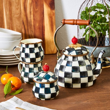 Enamel Lidded Sugar Bowl