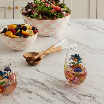 Enamel & Wood Salad Servers