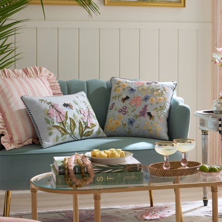 Floral & Bee Throw Pillow