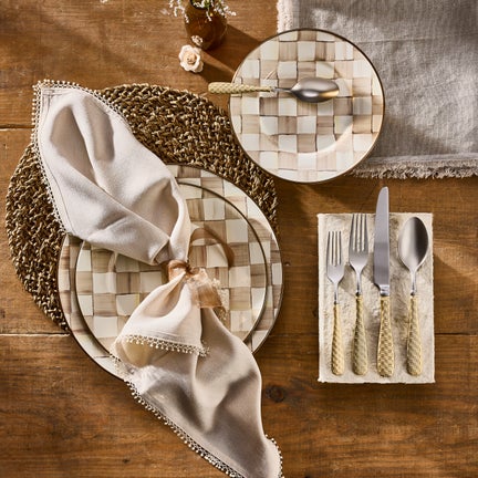 Mocha Check Enamel Dinnerware
