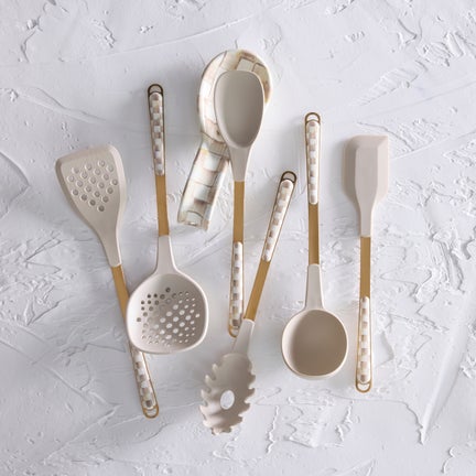 Mocha Check Kitchen Utensils