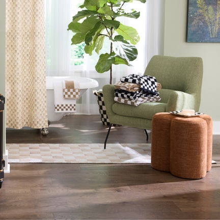 Mocha Checkered Washable Rug