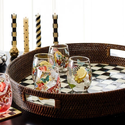 Rattan & Enamel Tray